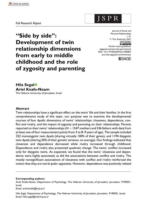 “Side by side”: Development of twin relationship .